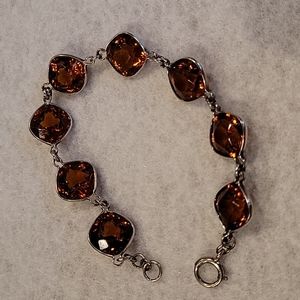 VINTAGE Amber Glass Silver Bracelet